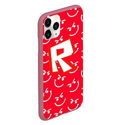 Чехол iPhone 11 Pro матовый Roblox smile pattern, цвет: 3D-малиновый — фото 2