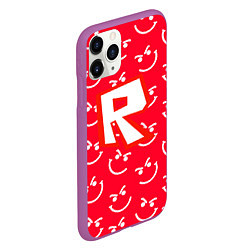 Чехол iPhone 11 Pro матовый Roblox smile pattern, цвет: 3D-фиолетовый — фото 2