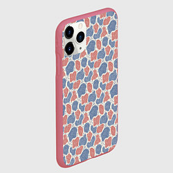 Чехол iPhone 11 Pro матовый Абстрактный паттерн: пятна и плывущие формы, цвет: 3D-малиновый — фото 2