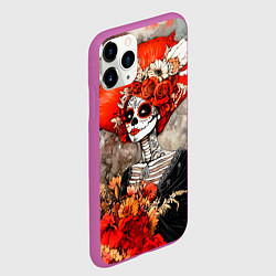 Чехол iPhone 11 Pro матовый Катрина в цветах, цвет: 3D-фиолетовый — фото 2