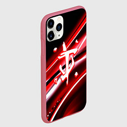 Чехол iPhone 11 Pro матовый Doom logo geometry, цвет: 3D-малиновый — фото 2