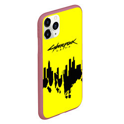 Чехол iPhone 11 Pro матовый Cyberpunk 2077 geometry yellow, цвет: 3D-малиновый — фото 2