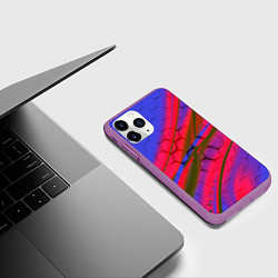 Чехол iPhone 11 Pro матовый Неоновая броня соты, цвет: 3D-фиолетовый — фото 2
