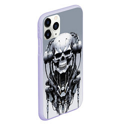 Чехол iPhone 11 Pro матовый Cool cyber skull - ai art fantasy, цвет: 3D-светло-сиреневый — фото 2