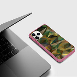 Чехол iPhone 11 Pro матовый Милитари абстракция стекло, цвет: 3D-малиновый — фото 2