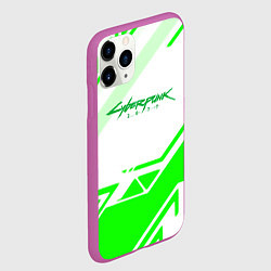 Чехол iPhone 11 Pro матовый Cyberpunk 2077 geometry green, цвет: 3D-фиолетовый — фото 2