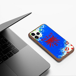 Чехол iPhone 11 Pro матовый The Witcher logo horror, цвет: 3D-коричневый — фото 2