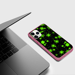Чехол iPhone 11 Pro матовый Кислотные снежинки текстура, цвет: 3D-малиновый — фото 2