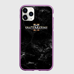Чехол iPhone 11 Pro матовый Warhammer 40000 space marine 2 black logo, цвет: 3D-фиолетовый