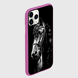 Чехол iPhone 11 Pro матовый Конь вороной кудрявый, цвет: 3D-фиолетовый — фото 2