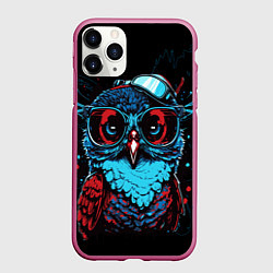 Чехол iPhone 11 Pro матовый Умная совушка, цвет: 3D-малиновый