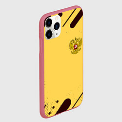 Чехол iPhone 11 Pro матовый Герб РФ текстура ретро, цвет: 3D-малиновый — фото 2
