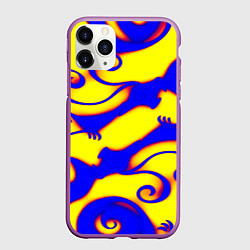 Чехол iPhone 11 Pro матовый Аниме драконы неон, цвет: 3D-фиолетовый