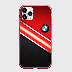 Чехол iPhone 11 Pro матовый BMW geometry steel, цвет: 3D-малиновый