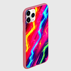 Чехол iPhone 11 Pro матовый Абстракция из неоновых молний - нейроарт, цвет: 3D-малиновый — фото 2