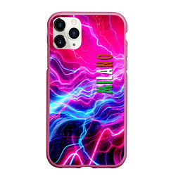 Чехол iPhone 11 Pro матовый Milano - neon abstraction, цвет: 3D-малиновый