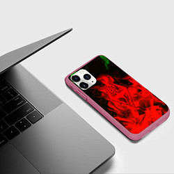 Чехол iPhone 11 Pro матовый Skyrim fire steel, цвет: 3D-малиновый — фото 2