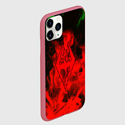 Чехол iPhone 11 Pro матовый Skyrim fire steel, цвет: 3D-малиновый — фото 2