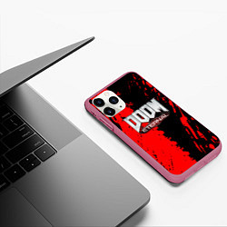 Чехол iPhone 11 Pro матовый Doom eternal краски, цвет: 3D-малиновый — фото 2