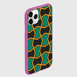 Чехол iPhone 11 Pro матовый Геометрический узор желто-зеленый, цвет: 3D-фиолетовый — фото 2