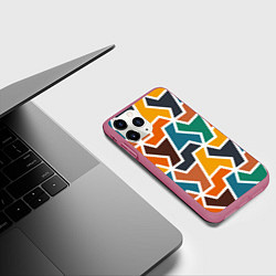 Чехол iPhone 11 Pro матовый Геометрический узор разноцветный, цвет: 3D-малиновый — фото 2