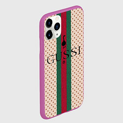 Чехол iPhone 11 Pro матовый Гусси - зелено-красная полоса, цвет: 3D-фиолетовый — фото 2