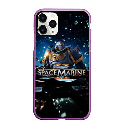 Чехол iPhone 11 Pro матовый Warhammer 40000 space marine 2 ультрамарин в броне, цвет: 3D-фиолетовый