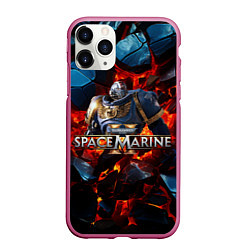 Чехол iPhone 11 Pro матовый Warhammer 40000 space marine 2 ультрамарин в броне, цвет: 3D-малиновый