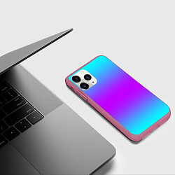 Чехол iPhone 11 Pro матовый Градиент текстура неоновая, цвет: 3D-малиновый — фото 2