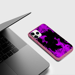 Чехол iPhone 11 Pro матовый Неоновый огонь текстура, цвет: 3D-малиновый — фото 2