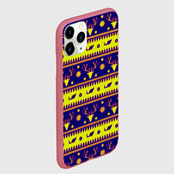 Чехол iPhone 11 Pro матовый Новый год зима паттерн, цвет: 3D-малиновый — фото 2