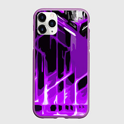 Чехол iPhone 11 Pro матовый Abstract purple stripes on a black background, цвет: 3D-фиолетовый