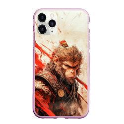 Чехол iPhone 11 Pro матовый Wukong на фоне с брызгами, цвет: 3D-розовый