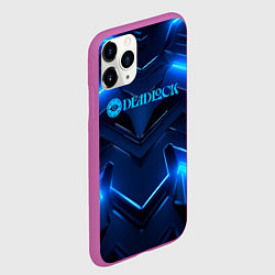 Чехол iPhone 11 Pro матовый Deadlock logo и синий неон, цвет: 3D-фиолетовый — фото 2