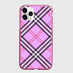 Чехол iPhone 11 Pro матовый Стильная клетка - крупно, цвет: 3D-малиновый