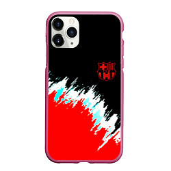 Чехол iPhone 11 Pro матовый Барселона фк краски, цвет: 3D-малиновый
