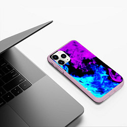 Чехол iPhone 11 Pro матовый Битва неонового огня, цвет: 3D-розовый — фото 2