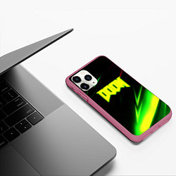 Чехол iPhone 11 Pro матовый Doom кислотные линии, цвет: 3D-малиновый — фото 2