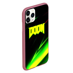 Чехол iPhone 11 Pro матовый Doom кислотные линии, цвет: 3D-малиновый — фото 2