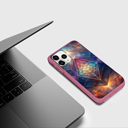 Чехол iPhone 11 Pro матовый Космическая геометрическая абстракция, цвет: 3D-малиновый — фото 2