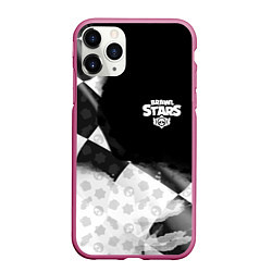 Чехол iPhone 11 Pro матовый Brawl stars pattern black, цвет: 3D-малиновый