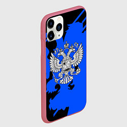 Чехол iPhone 11 Pro матовый Россия герб патриот, цвет: 3D-малиновый — фото 2