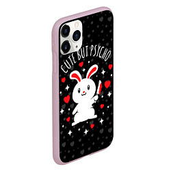 Чехол iPhone 11 Pro матовый Cute but psycho bunny, цвет: 3D-розовый — фото 2