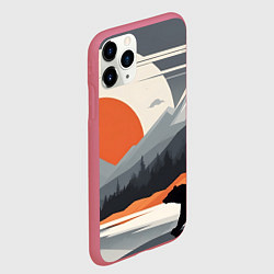 Чехол iPhone 11 Pro матовый Горы медведь геометрия, цвет: 3D-малиновый — фото 2