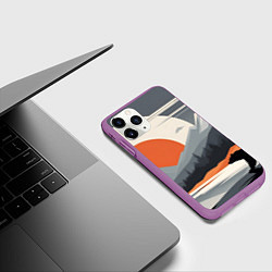 Чехол iPhone 11 Pro матовый Горы медведь геометрия, цвет: 3D-фиолетовый — фото 2