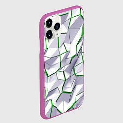 Чехол iPhone 11 Pro матовый Сломанная белая геометрия с зеленым, цвет: 3D-фиолетовый — фото 2