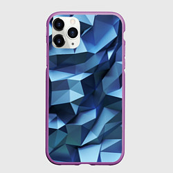 Чехол iPhone 11 Pro матовый Искаженная синяя геометрия, цвет: 3D-фиолетовый