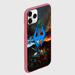 Чехол iPhone 11 Pro матовый Skyrim драконы, цвет: 3D-малиновый — фото 2