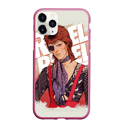 Чехол iPhone 11 Pro матовый David Bowie Rebel, цвет: 3D-малиновый