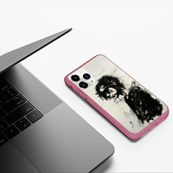 Чехол iPhone 11 Pro матовый Рисунок карандашом, цвет: 3D-малиновый — фото 2